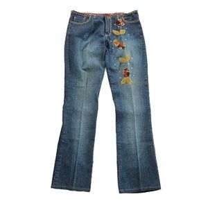 Bebe Bootcut Jeans size M Floral Appliqués